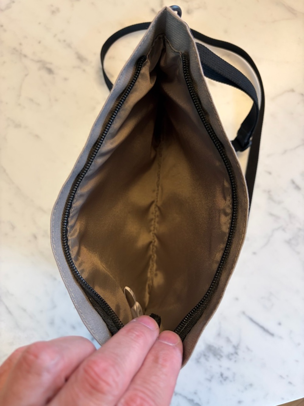 Muji Canvas Crossbody Pouch in Light Khaki - Picture 3 of 4